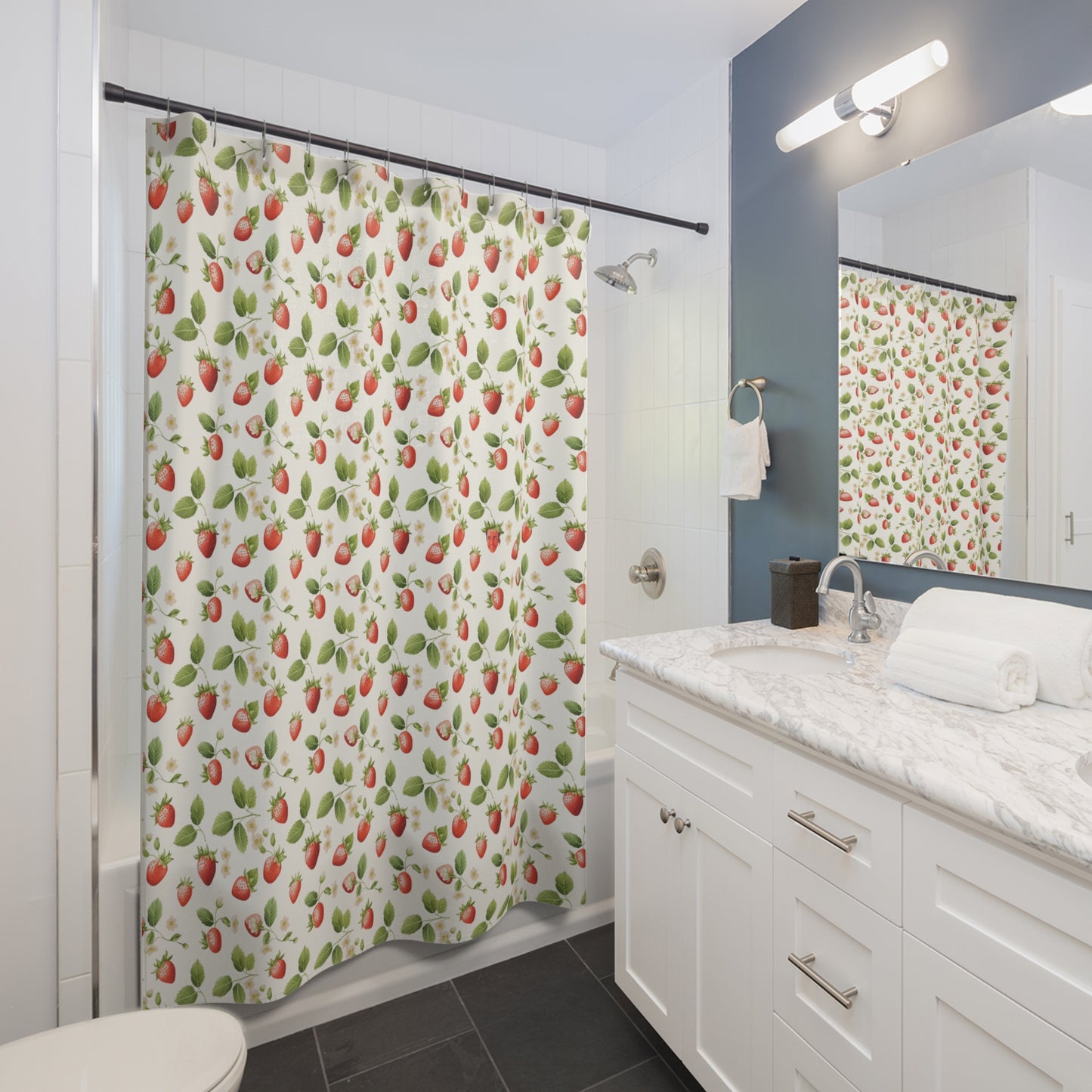"Seek & Find" Funny Strawberry Shower Curtain