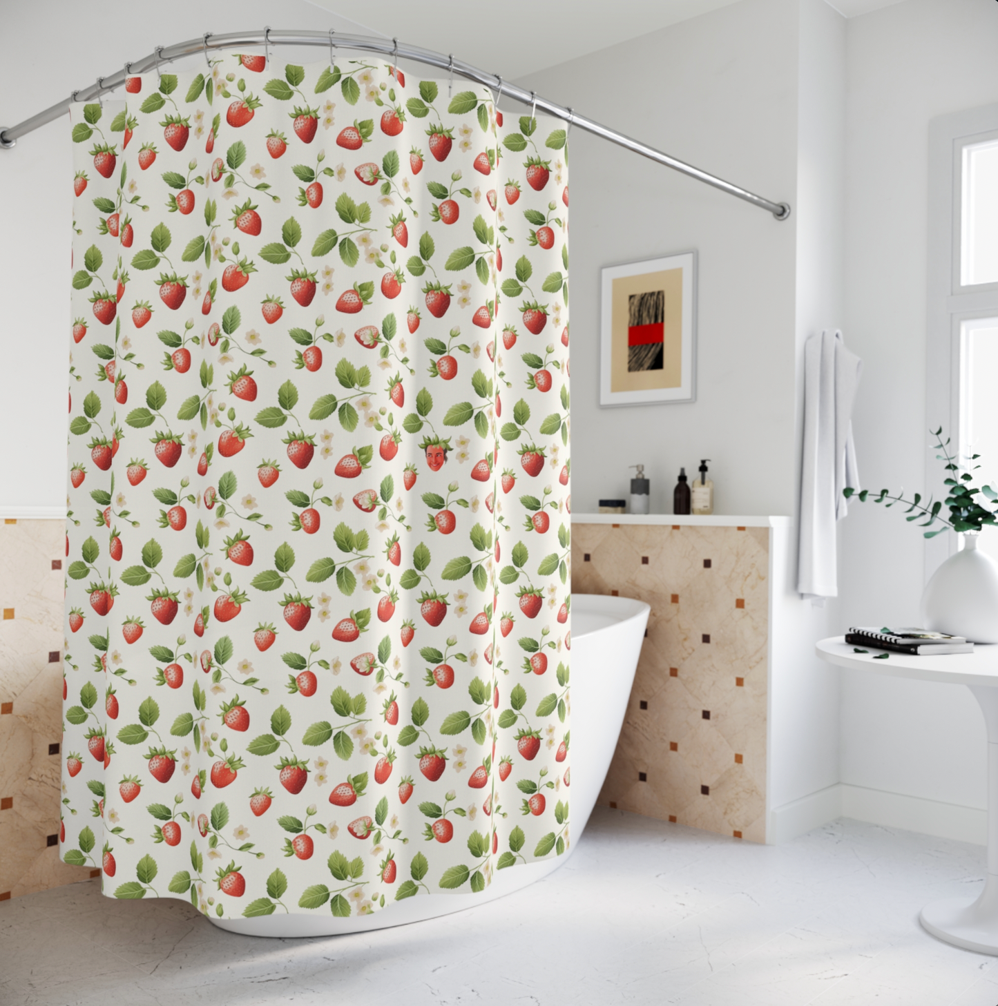 "Seek & Find" Funny Strawberry Shower Curtain
