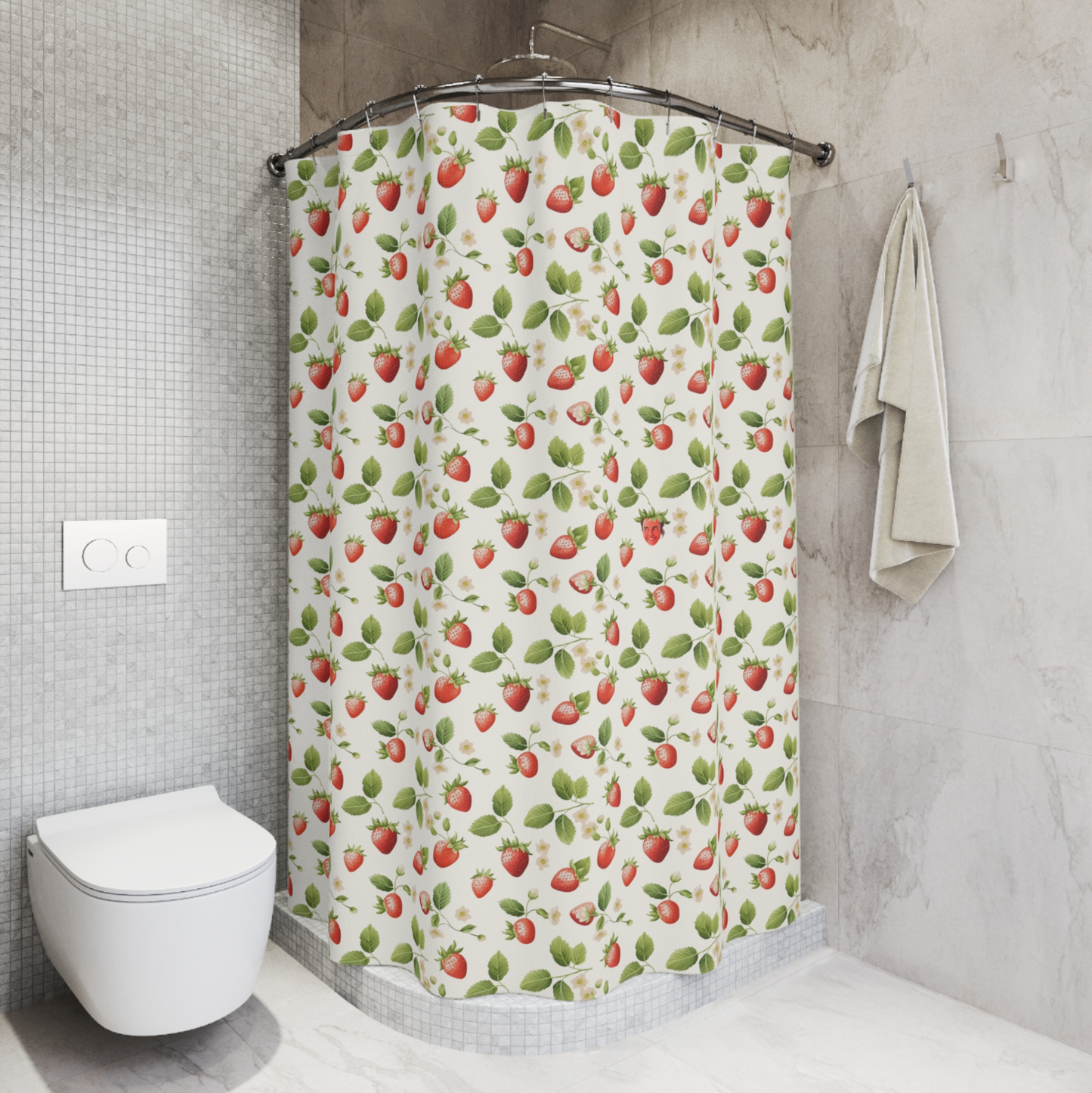 "Seek & Find" Funny Strawberry Shower Curtain